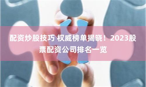 2023年股票配资公司排名榜单发布，权威机构为您甄选