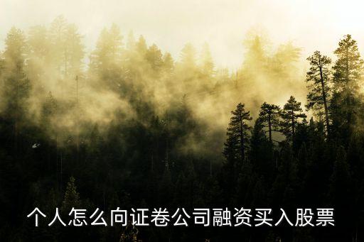 个人怎么向证卷公司融资买入股票